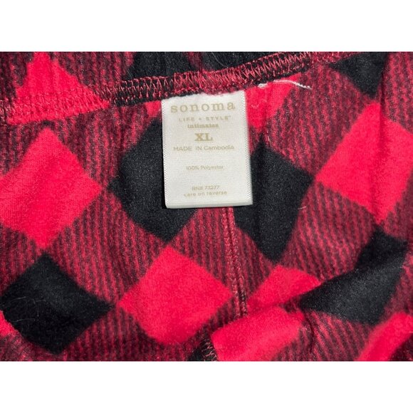 Sonoma Red & Black Checkered Capri Pajama Pants Sz Medium Womens Soft Cotton Ble - Picture 5 of 5